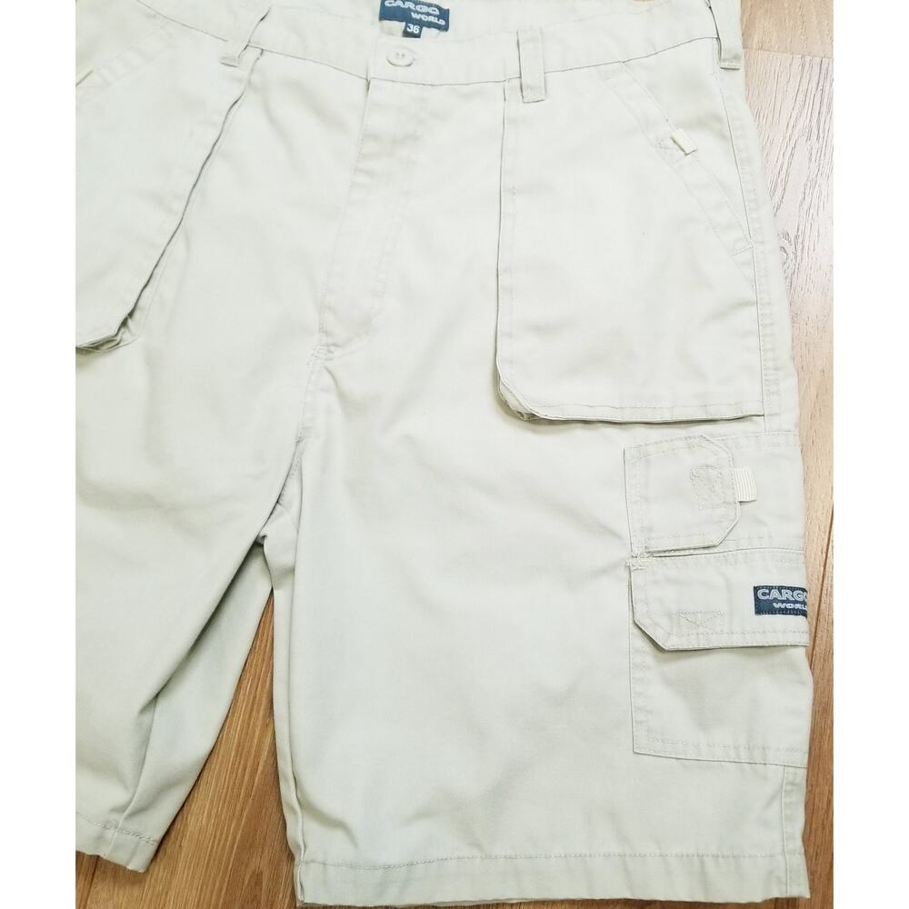 Cargo World Men's Cotton Blend Beige Cargo Shorts Hiking Camping 7 Pockets Sz 36 - Picture 4 of 10